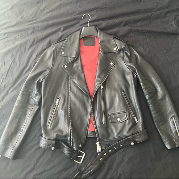 All Saints Billie Leather Jacket - Size Large - Picture 1 of 5